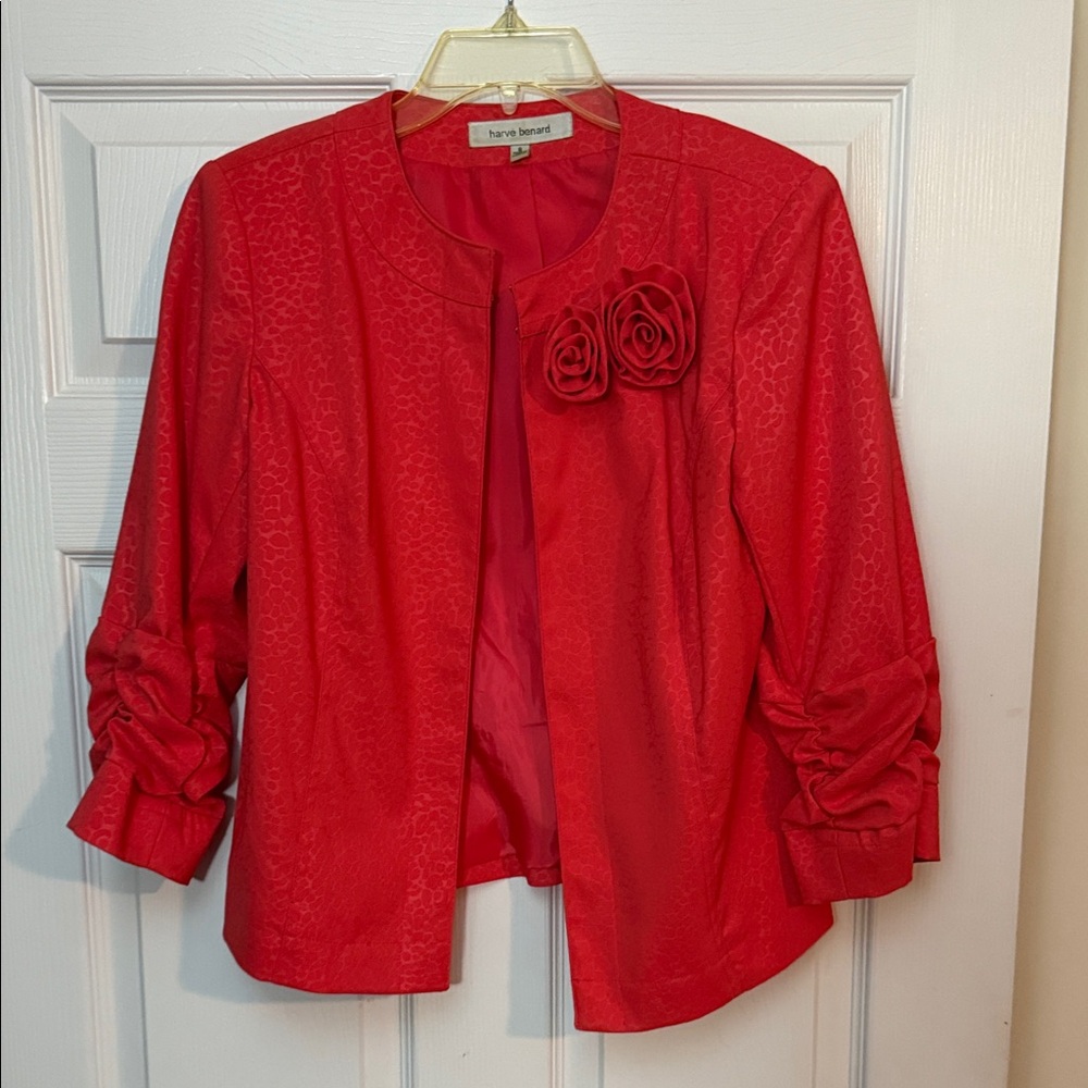 Harve Benard Salmon colored Jacket with Floral Detail